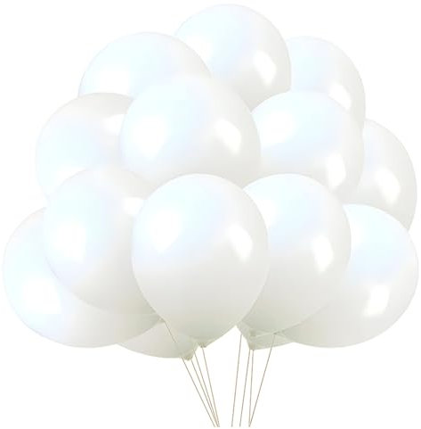 Ovanda 20 Stücke Luftballon Weiß,Helium Ballon,10 Zoll Latex Weiß Ballon,Partyballon Deko,Weiße Luftballon Girlande für Hochzeit,Valentinstag,Verlobung,Geburtstag,Babyparty,Geburtstagsfeier Dekoration