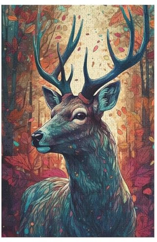 Hirsch 1000 Teile Puzzles, Wood Craft, Hochwertiges Modernes Puzzle, DIY, Für Erwachsene Und Kinder Ab 12 Jahren, 78×53cm