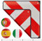 YANGUN Panneau Avertissement Porte Vélos 50x50cm, 2 en 1 Italie et Espagne en aluminium avec 4 pièces de sangles de tension, Panneau de Signalisation Italien pour Porte vélo ou Moto,Caravane,remorque