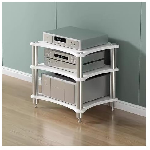 Hifi Rack 1 Ebene 2 3 4 Ebenen, Hifi Regal Audio Schrank, Wohnzimmer Audio-Medienständer Medienständer, Entertainment-Center Schallplattenständer Für Verstärker Plattenspieler Stereo-Receiver(White,3