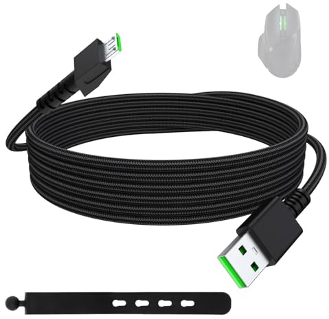 Ersatz-Wireles Maus-Ladekabel, Micro-USB-Ladekabel, kompatibel mit Razer Naga Pro 20000 DPI, Razer Viper Ultimate, Basilisk Snake Ultimate, DeathAdder V2 Pro/Basilisk Ultimate Mouse (schwarz)