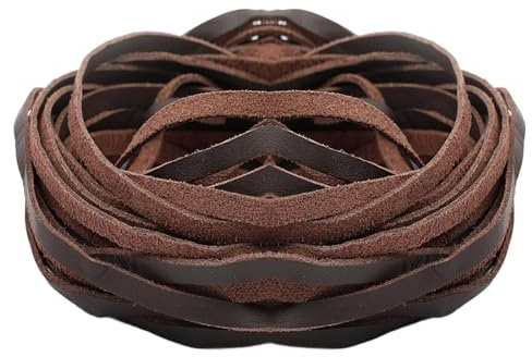 WGCHAIE Cordoncino di Cuoio, Cinturino in Pelle Piatto, Filo Cuoio per Bracciali, Stringa Cuoio per Gioielli, per Lavori Artigianali, Braccialetti Intrecciati, Marrone Antico