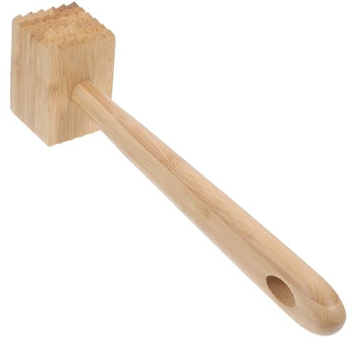 VINTORKY Martillo de Carne de Madera Doble Cara de Bambú Herramienta Manual para Ablandar Carne Cocina y Mango Color Marrón para Preparación de Comidas