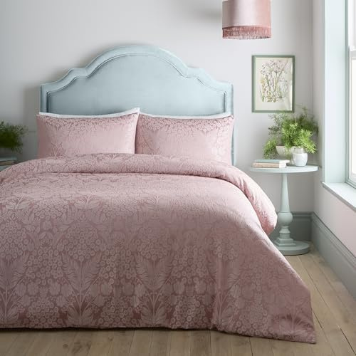 Appletree Heritage - Toria - Jacquard Duvet Cover Set - King Bed Size in Blush, Pink