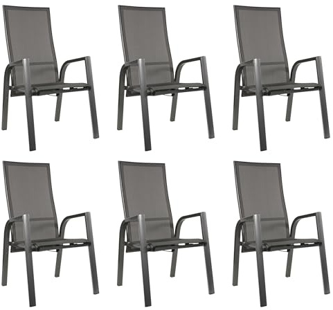 Gardissimo Hochlehner Gartensessel Bern, 6 er Set, Aluminium rostfrei