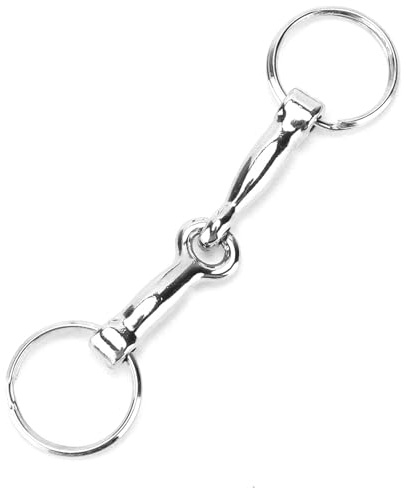 2 Stück Pferdebits Schlüsselanhänger, D Ring Snaffle Bit Schnallen Pferdebit Schnalle Doppelbit Schnalle Zinklegierung Platin Doppelfaltbarer Verbindungsschluss für DIY Schmuck Dekoration, 3,9 X 1 Zol