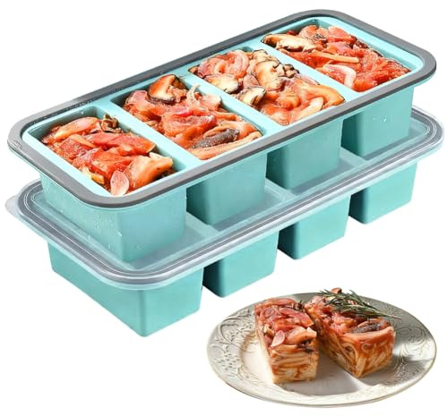 CEWROM Soupes Congélateur en Silicone, 2 Pièces 250ml Moule à Congélateur en Silicone avec Couvercle, Grand Moule à Glaçon, Congélateur en Silicone, Contenants en Silicone Empilables pour Soupe, Sauce