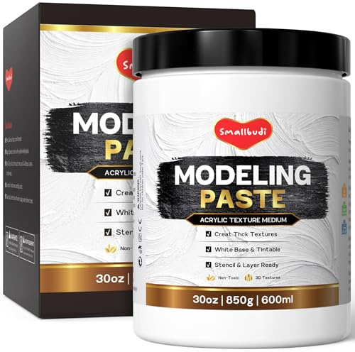 Smallbudi Modeling Paste 600 ml / 30 oz - High Density Acrylic Medium for Texture Art and Thickness, Structural Molding Texture Paste for Acrylic Painting, Canvas, Sculpture, Art Projects, 3D Effect