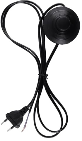 Ubric Kabel mit Fußschalter, 1,8 m Inline-Lampe Licht Ein Aus Steuerung Druckknopf Netzkabel für Stehlampen, Schreibtischlampen (Schwarz)