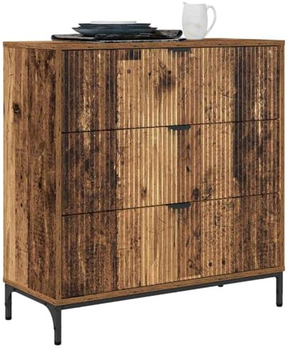 Tomostar Anrichte für Küche, Sideboard, niedrig, Aufbewahrungsschrank, Wohnzimmer, Holz, Antikholz, 79,5 x 33 x 82 cm