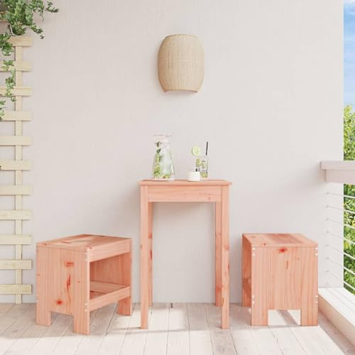 FWIKDUN Lot de 2 tabourets de jardin en bois massif Douglas, sans dossier, avec repose-pieds, siège rustique pour terrasse et balcon, tabouret de jardin en bois douglas