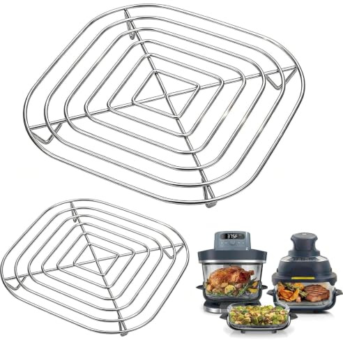 2er Edelstahl Grillrost Airfryer für CRISPi FN101EU & CRISPi Pro | Ersatzrost für 3,8L und 1.4L Glasbehälter Crispy Zubehör, Inklusive 14 cm und 20 cm Größen , Spülmaschinensicher