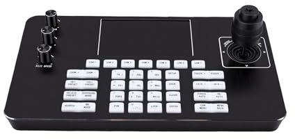 Plyisty PTZ-Kamera-Controller-Tastatur mit 5-Zoll-LCD-Bildschirm, 4D-Joystick und 3D-Steuerknopf für VISCA IP-Kameras, Multi-Kamera-PTZ-Steuerkonsole (EU-Stecker)