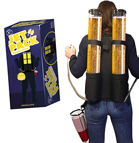 Doppelte Biergiraffe Jet Pack | Kunststoff Getränkespender | Rucksack | Premium Qualität | 2 Tanks | 2 x 3L Getränketanks | 2 Bierspender | Aperitif | Abend | Houseparty | OriginalCup®