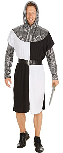 dressforfun Herrenkostüm Ritter Mittelalter | Langarmshirt mit Ärmeln in Metalloptik | Kapuzen-Cape in Metalloptik und ein Gürtel | Bestens geeignet für Fasching oder Motiv- und Mottopartys (L)