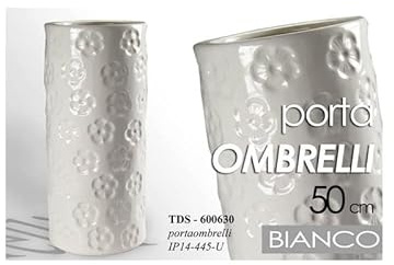WEBMARKETPOINT Portaombrelli in Ceramica Bianco Fiori Design cm 50 h