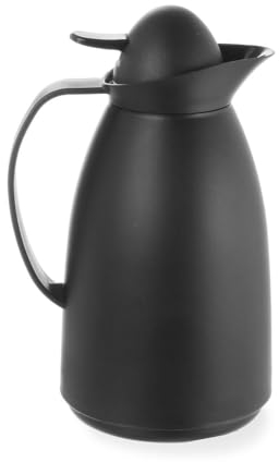 HENDI Jarra termo al vacío con botella interior de vidrio - Negro - 1 L - ø140x(H)268 mm