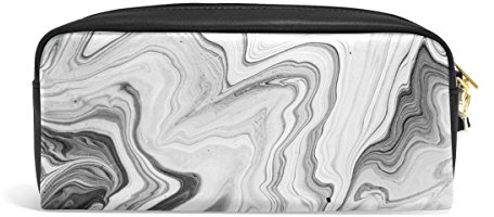 Domoko Federmappe aus PU-Leder mit Marmor-Aufdruck, abstrakt, für Make-up, Kosmetik, Reisen, Schultasche