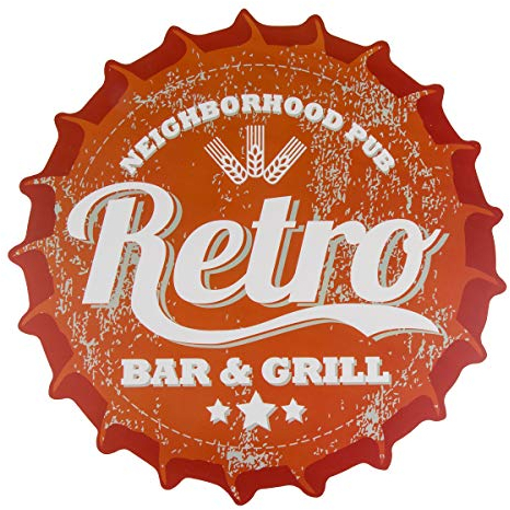 Haus und Deko Polypropylen-Tischset rund gezackt 38 cm Ø Platzset abwaschbar Platzdeckchen Kronkorken Retro Bar & Grill