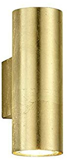 Moderne Up & Down Wandleuchte rund in Gold foliert, Höhe 16,5cm