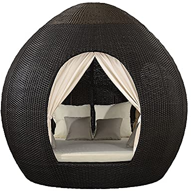 Strandkorbwerk Egg Daybed -360° Drehtechnik Sonnenliege (Mocha)