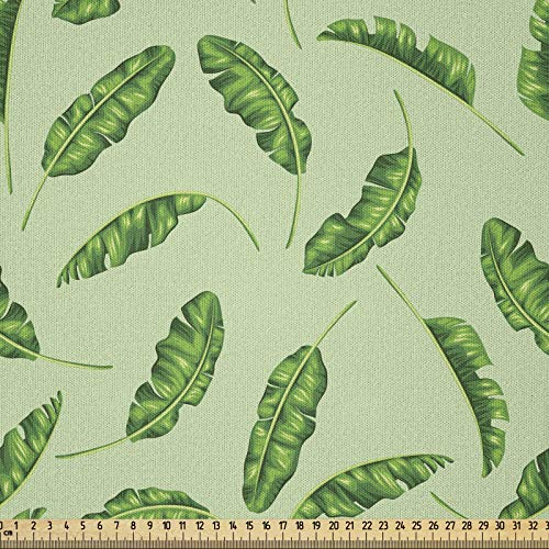 ABAKUHAUS Urwald Stoff als Meterware, Ozeanische Klima-Palmen, Microfaser Stoff für Dekoratives Basteln, 1M (230x100cm), Hellgrün und
