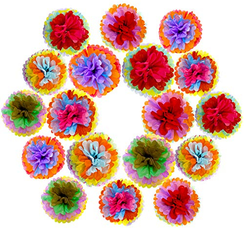 ZERODECO Fiesta Party Dekoration, 18 Stück Seidenpompons Papier Pompom für Mexikanische Festliche Cinco De Mayo Party Gefälligkeiten