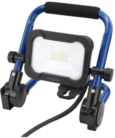 ANSMANN Baustrahler LED 10W – Arbeitsstrahler mit farbechter Wiedergabe CRI >80, Arbeitsleuchte IP54 wetterfest, Standfuß mit Stativ Montagevorrichtung