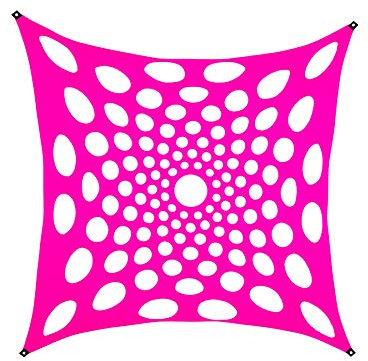 PSYWORK Schwarzlicht Segel Spandex | Mandala Dots II | Fuchsia | 3 x 3m | UV-aktiv | Leuchtend | Wandtuch Wandbehang Stoff Neon Deko Party Tuch Tapestry Poster PSY Goa
