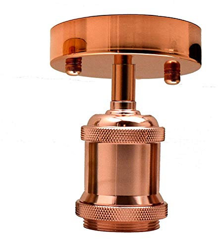 Single Head Ceiling Light Retro Flush Mount E27 Lamp Holder Sconce Chandeliers (Rose Gold)