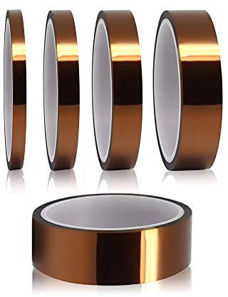 YIXISI 5 Stücke Kapton Tape, Hohe Temp Tape, Hohen Temperaturen Hitzebeständig Klebeband, Polyimid Film Klebeband (3mm/6mm/8mm/12mm/25mm * 33m)