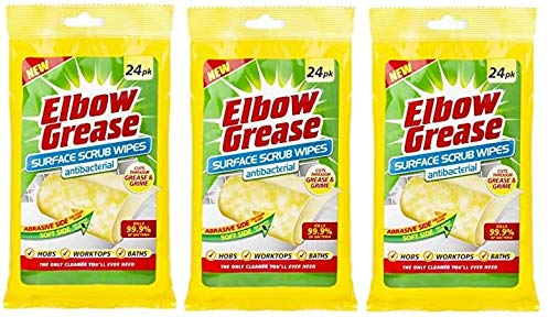 Elbow Grease Surface Kitchen Bathroom Scrub Wipes 72 (3 PACK)