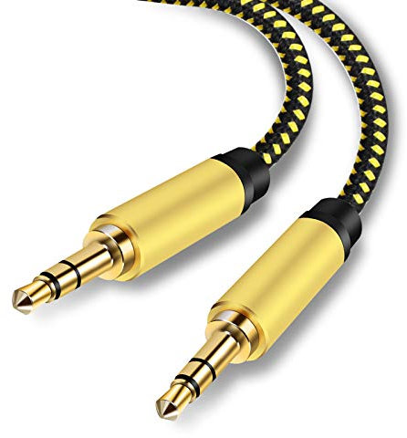 Ubrand 3.5mm Stereo Audio Cable 15m/45Ft Extension Male to Male Nylon Braided Tangle-Free AUX Cable for Headphones, Home/Car Stereos and More。