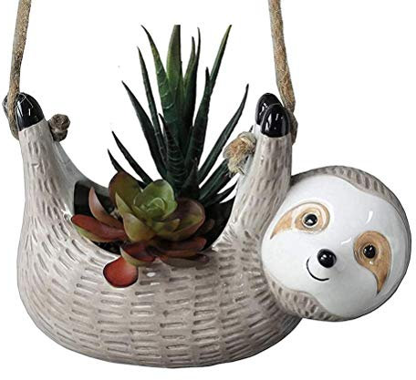 Sukkulenten Blumentopf, Faultier Hängen Pflanzer Hängen Blumentopf Sukkulenten Töpfe, Faultier Blume Bonsai Pflanzentöpfe, Niedlichen Tier Pflanzen Pflanzer Sukkulenten Töpfe für Innen- Und Außendekor