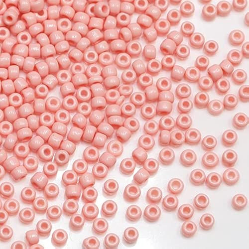 Tibaoffy Hellrosa Perlen, Größe 8/0, Glasperlen, 3 mm, für Schmuckherstellung (insgesamt ca. 100 g, ca. 3600 Stück)