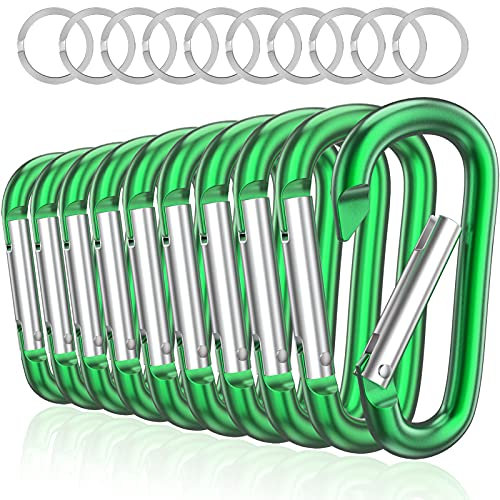 sprookber 3 Aluminium Karabiner D-Ring - karabinerhaken Clips mit Federschnapphaken für Schlüsselanhänger Clip - 10 Stücke