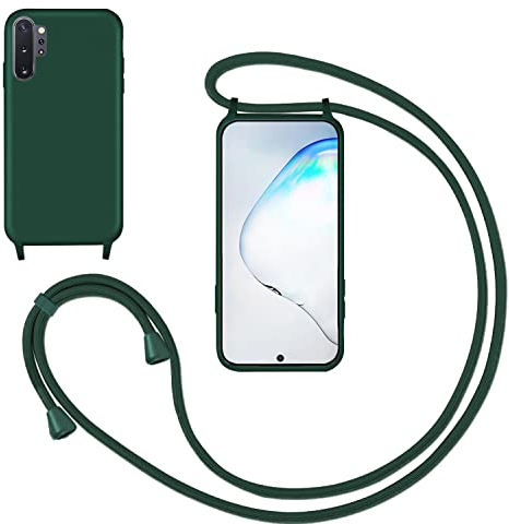 GoodcAcy Handykette Handyhülle für Samsung Galaxy Note 10 plus,Smartphone Necklace Hülle mit Band Schutzhülle mit Kette zum umhängen Halskette Flüssig Silikon Case für Samsung Galaxy Note 10 plus,Grün