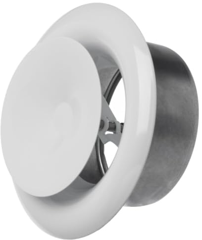 LIRAST 100mm / 4 inch White Metal Diffuser with Mounting Ring - Supply Air Valve - Ventilation Cover