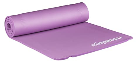 Relaxdays 1 x Yogamatte, 1 cm dick, für Pilates, Fitness, gelenkschonend, mit Tragegurt, Gymnastikmatte 60 x 180 cm, lila