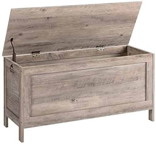 HOOBRO Truhen, Sitzbank mit Stauraum, Spielzeugtruhe mit Deckel, Schuhbank, Sitztruhe, Aufbewahrungstruhe, Robust, Sicherheitsscharniere, Schlafzimmer, Wohnzimmer, 100 cm, Greige EBG100CW01