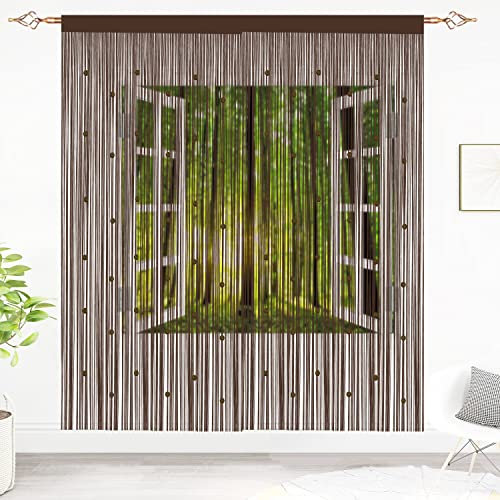 Taiyuhomes Bead String Curtains Door Fly Screen Curtain Beaded Curtain For Doorways Window Decorations Room Divider Single Door Curtains Beads (90x200cm 2PC Coffee)