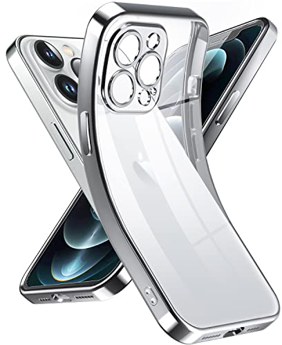 Supdeal Crystal Clear Hülle für iPhone 12 Pro Max, Niemals gelb mit Kameraschutz, Silikon Durchsichtig Handyhülle Weicher Passform, Ultra Dünn und Leicht Case Cover, 6,7, Silber