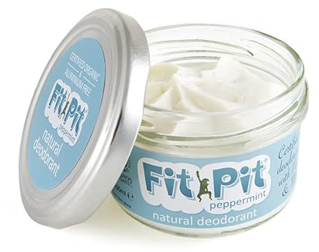 Fit Pit Peppermint Natural Deodorant 100ml – Certified Organic, Aluminium-Free, Plastic-Free – Vegan & Cruelty-Free Cream Deodorant – Long-Lasting Protection with Refreshing Peppermint
