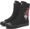 Momuk High Top Canvas Sneakers para mujer con cordones de zapatos casuales de moda para mujer, negro 04, 43 EU