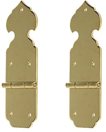 Faotup 2Pcs Small Brass Hinges - Decorative Heavy Duty Strap Hinges, Gold, 3.34x1.18x0.15