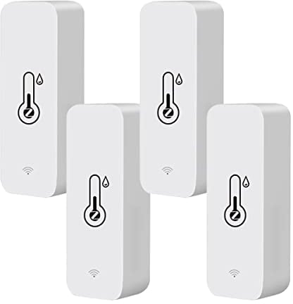 Tuya Zigbee Smart Hygrometer Thermometer, 4 Stück Zigbee Hygrometer Thermometer, kabelloser Temperatur- und Feuchtigkeitsdetektor für Zuhause Gewächshaus (Erfordert Zigbee-Gateway)