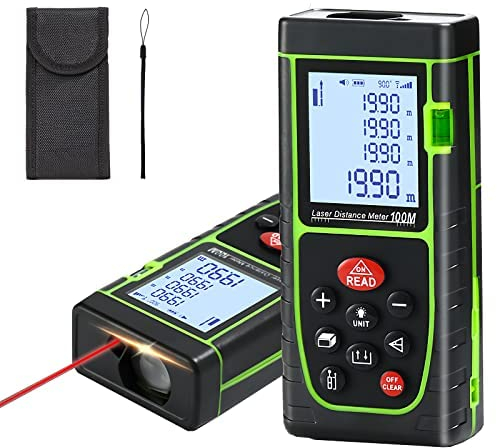 Laser-Messgerät 40/60/100 m ±3 mm, mit M/In/Ft-Einheit Elektronisches digitales Laser-Messwerkzeug, Winkelsensor, hintergrundbeleuchtete LED, IP54 wasserdicht für Innenarchitektur, Heimanpassung