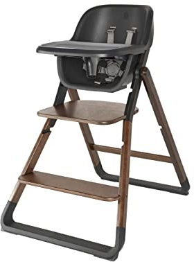 Ergobaby Evolve High Chair 2-in-1 Set Ergonomischer Hochstuhl für Babys Mitwachsend ab 6 Monate, Babyhochstuhl inkl. 5-Punkt-Gurt, Kinderhochstuhl mit verstellbarem Sitz, Dark Wood