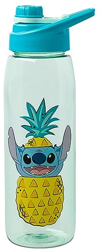 Silver Buffalo Lilo and Stitch Bouteille d'eau pop-up avec couvercle à visser Motif ananas 820 ml