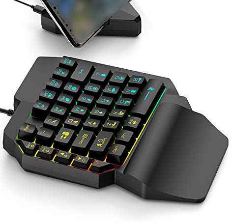 Einhand-Gaming-Tastatur, 39 Tasten Mechanische RGB-Einhand-Gaming-Tastatur, Computermechanisches Gaming-Zubehör mit Auffälliger Beleuchtungsunterstützung für PUBG